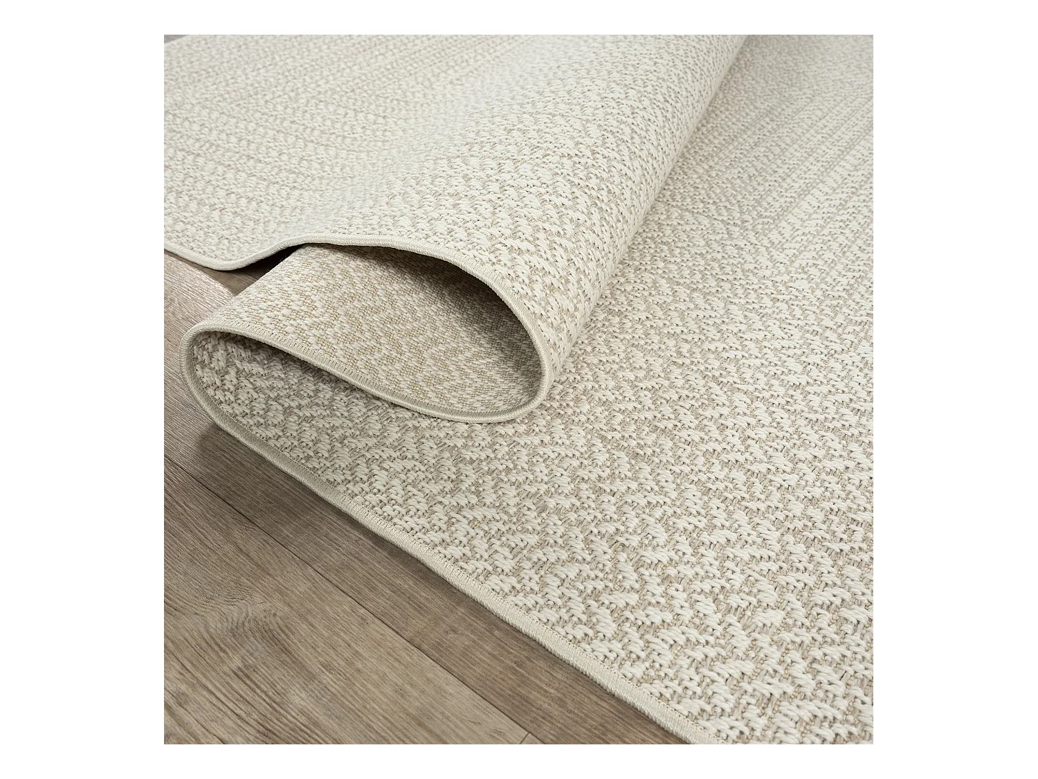 Tapis Kansas intérieur extérieur jute uni résistant intempéries terrasse - Crème - 120 x 170 cm