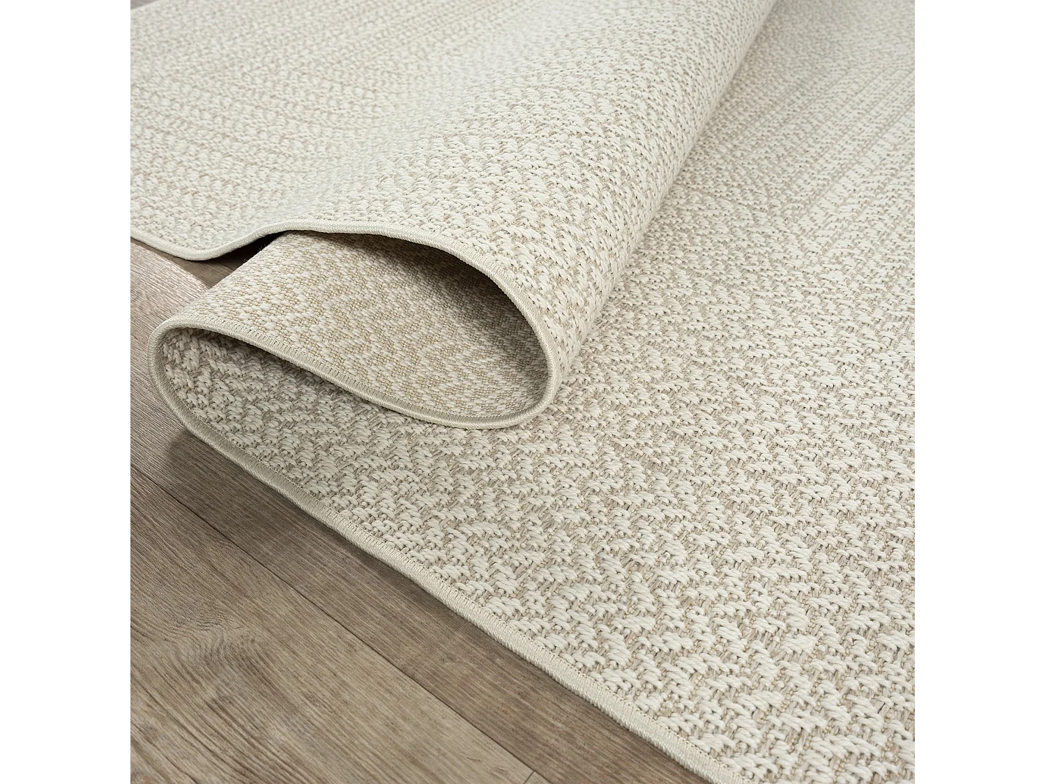 Tapis Kansas intérieur extérieur jute uni résistant intempéries terrasse - Crème - 120 x 170 cm