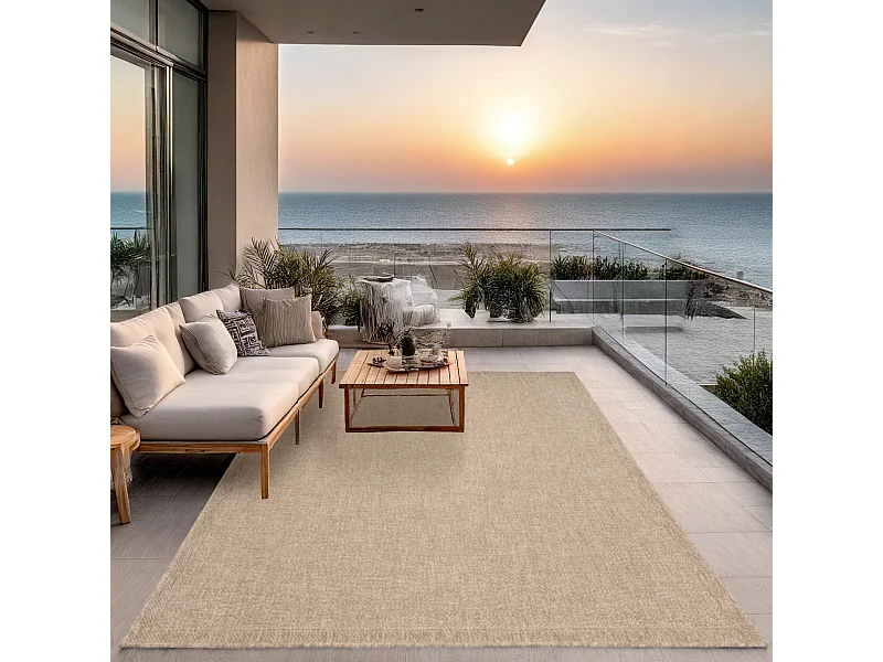 Alfombra Kansas Exterior Interior Aspecto Yute básico Resistente intemperie - Naturaleza - 80 x 150 cm