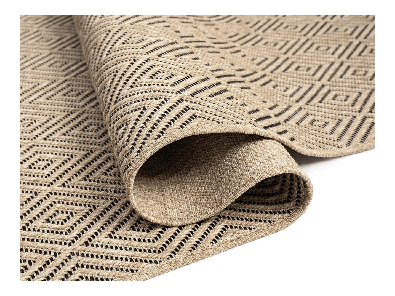 Alfombra Kansas Exterior Interior Aspecto Yute Resistente Diamante Intemperie - Naturaleza - 140 x 200 cm