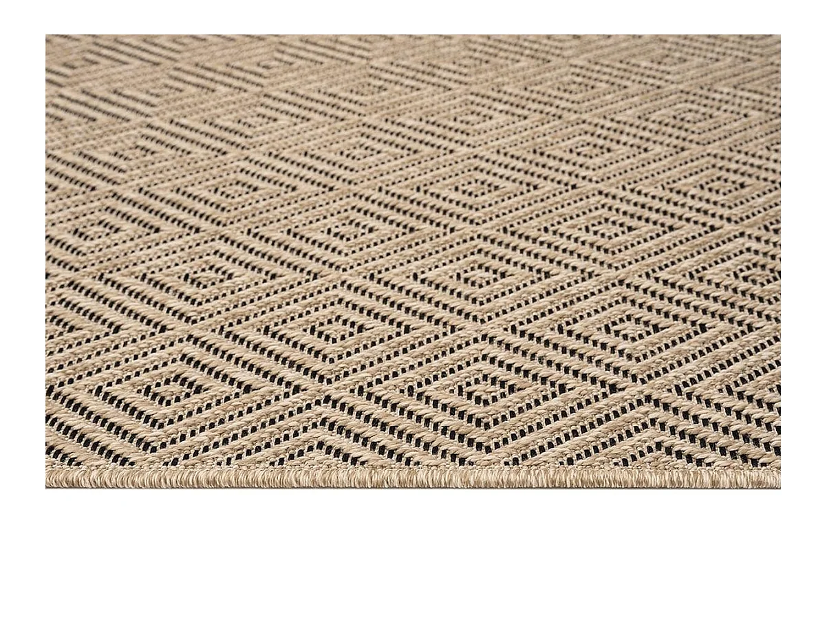 Tapis Kansas intérieur extérieur jute diamant résistant intempéries terrasse - Nature - 80 x 150 cm