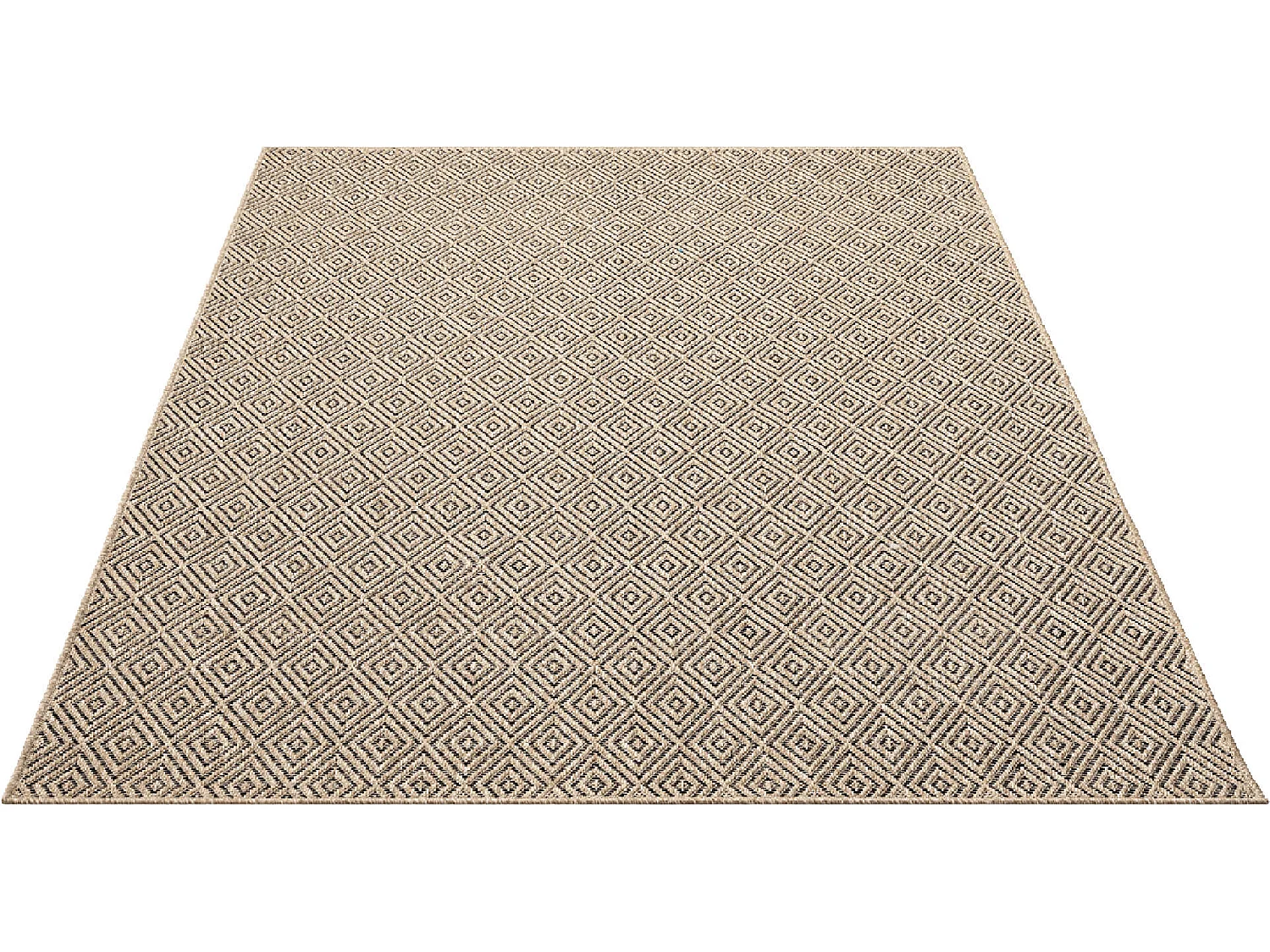 Tapis Kansas intérieur extérieur jute diamant résistant intempéries terrasse - Nature - 80 x 150 cm