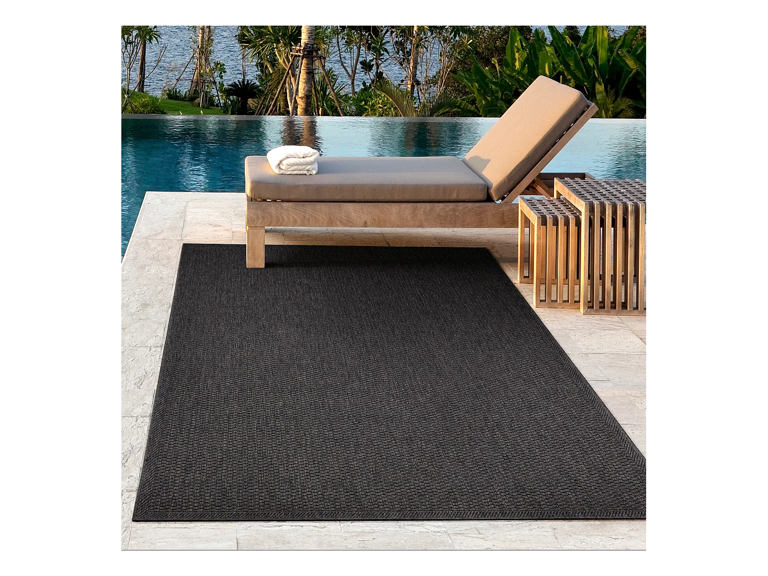 Tapis Toulouse d'extérieur uni, Anthracite, 140 x 200 cm