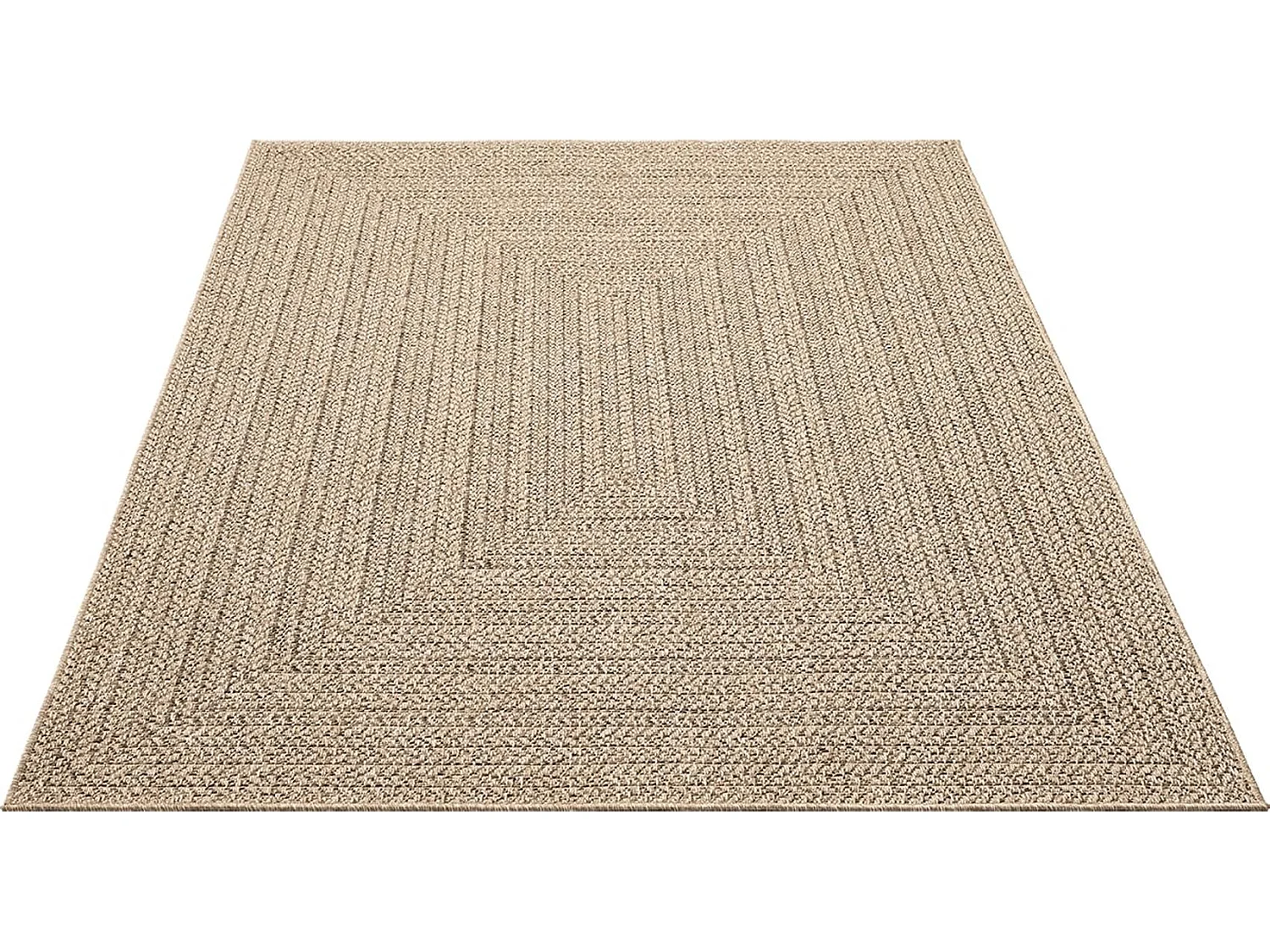 Tapis Kansas intérieur extérieur jute uni résistant intempéries terrasse - Nature - 200 x 290 cm