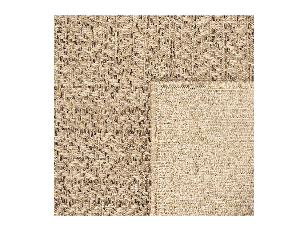 Tapis Kansas intérieur extérieur jute uni résistant intempéries terrasse - Nature - 80 x 150 cm