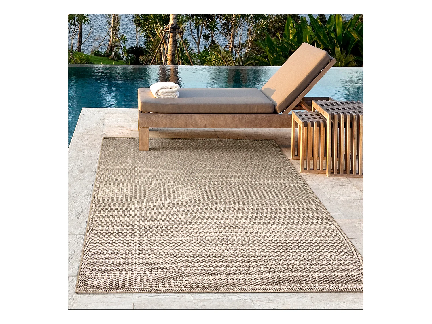 Tapis Toulouse d'extérieur uni, Beige, 160 x 220 cm
