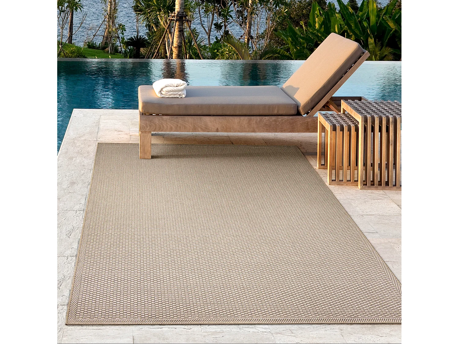 Tapis Toulouse d'extérieur uni, Beige, 160 x 220 cm