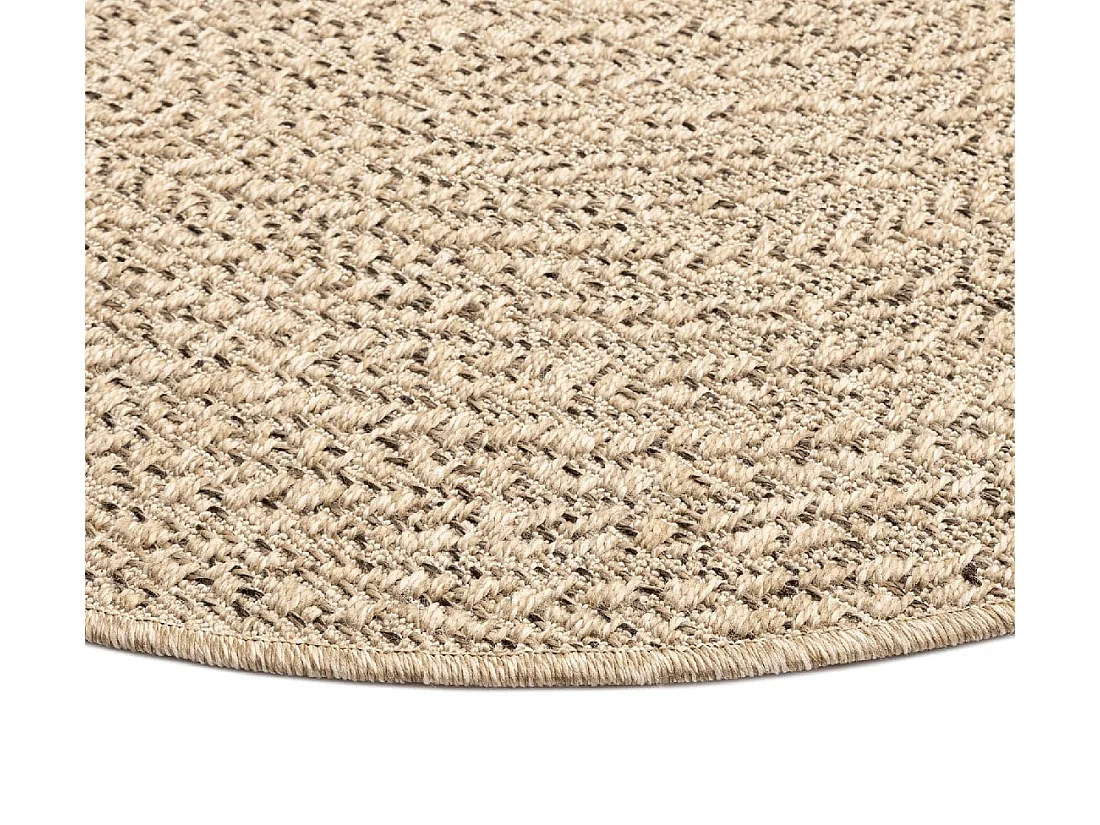 Tapis Kansas intérieur extérieur jute résistant intempéries terrasse - Nature - 160 cm, Rond
