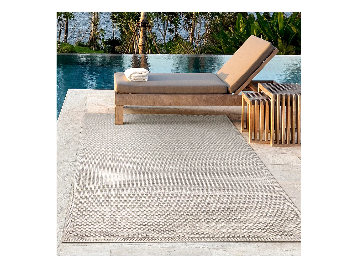 Tapis Toulouse d'extérieur uni, Crème, 160 x 220 cm