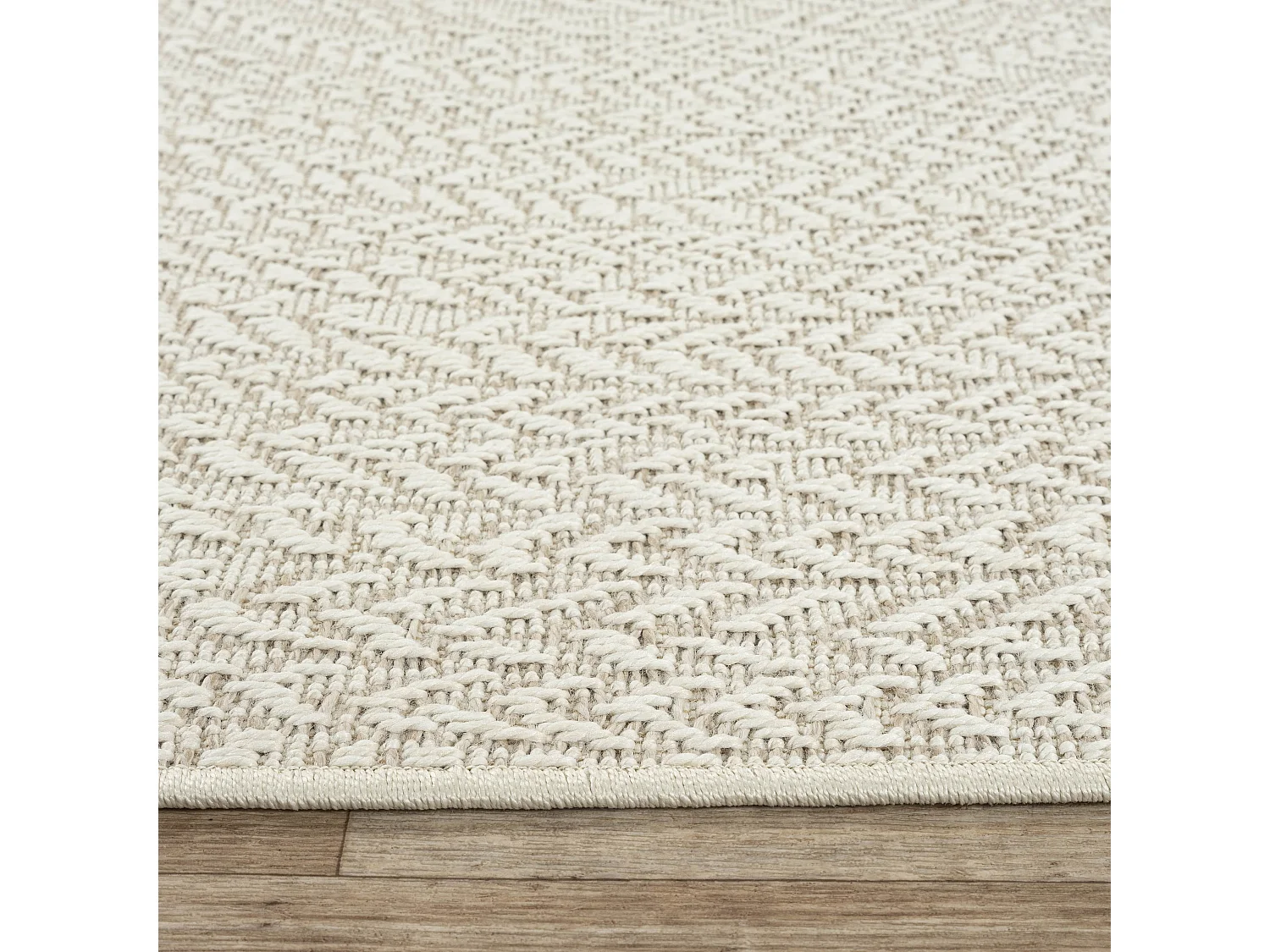 Tapis Kansas intérieur extérieur jute résistant intempéries terrasse - Crème - 140 x 200 cm