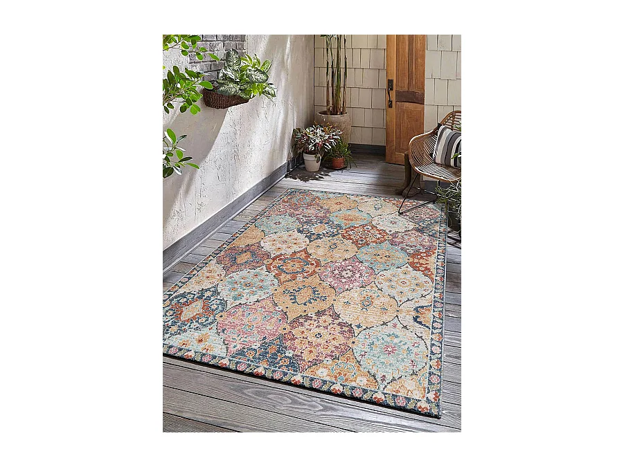 Tapis Palma d'extérieur Ornament, Multi, 120 cm, Rond
