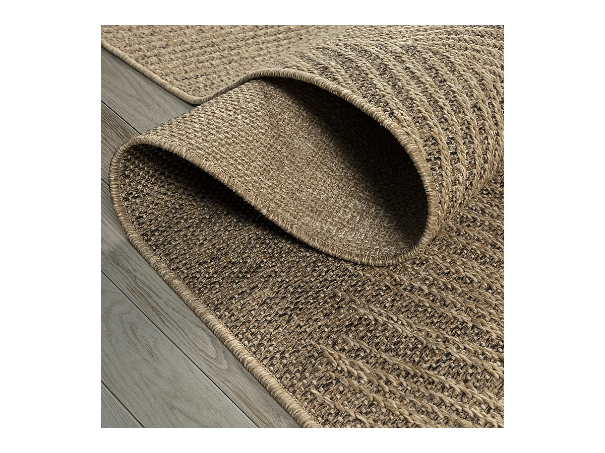 Tapis Kansas intérieur extérieur jute palmier résistant intempéries terrasse - Nature - 140 x 200 cm