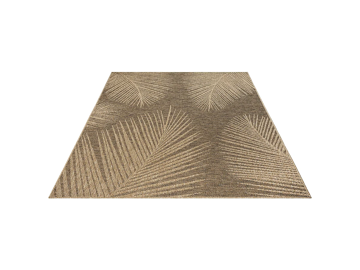 Tapis Kansas intérieur extérieur jute optique palmier résistant intempéries terrasse - Nature - 140 x 200 cm