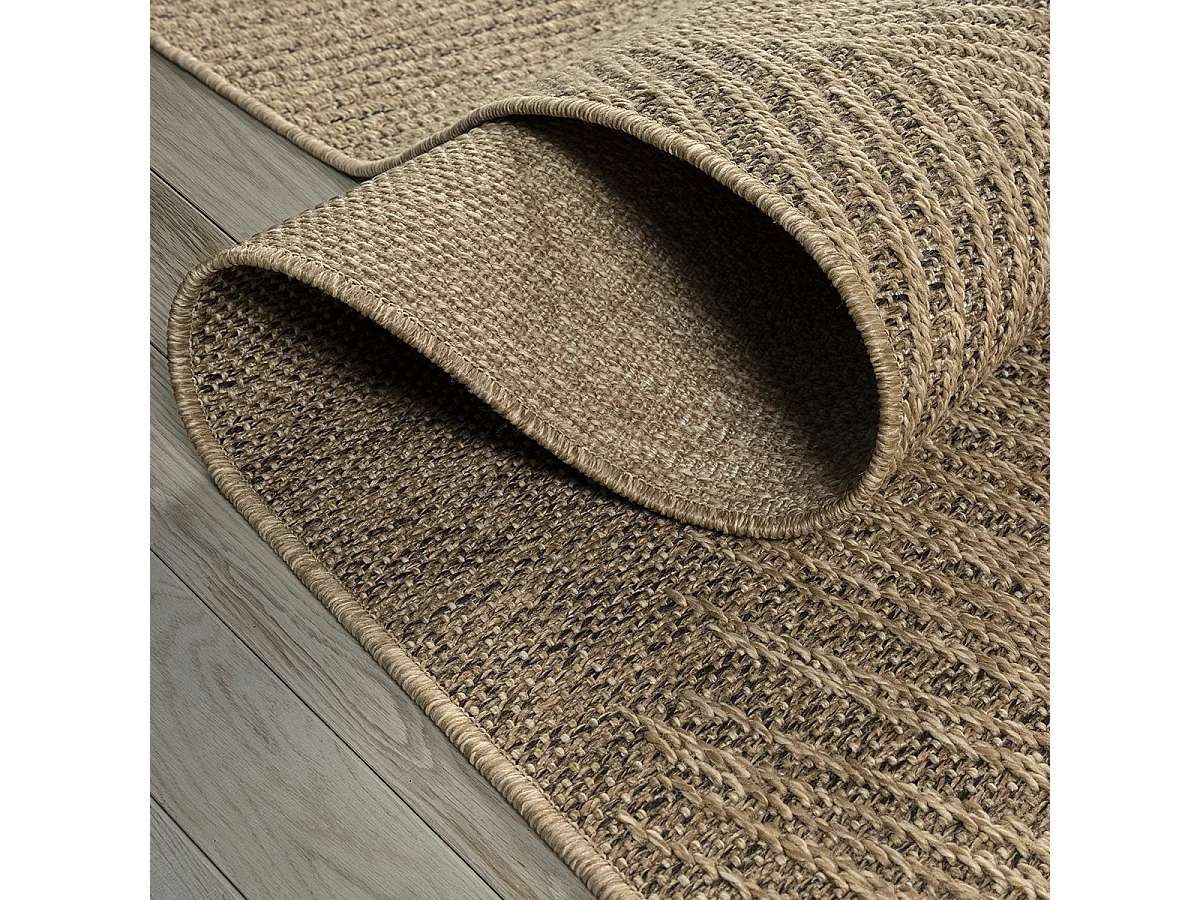 Tapis Kansas intérieur extérieur jute optique palmier résistant intempéries terrasse - Nature - 140 x 200 cm