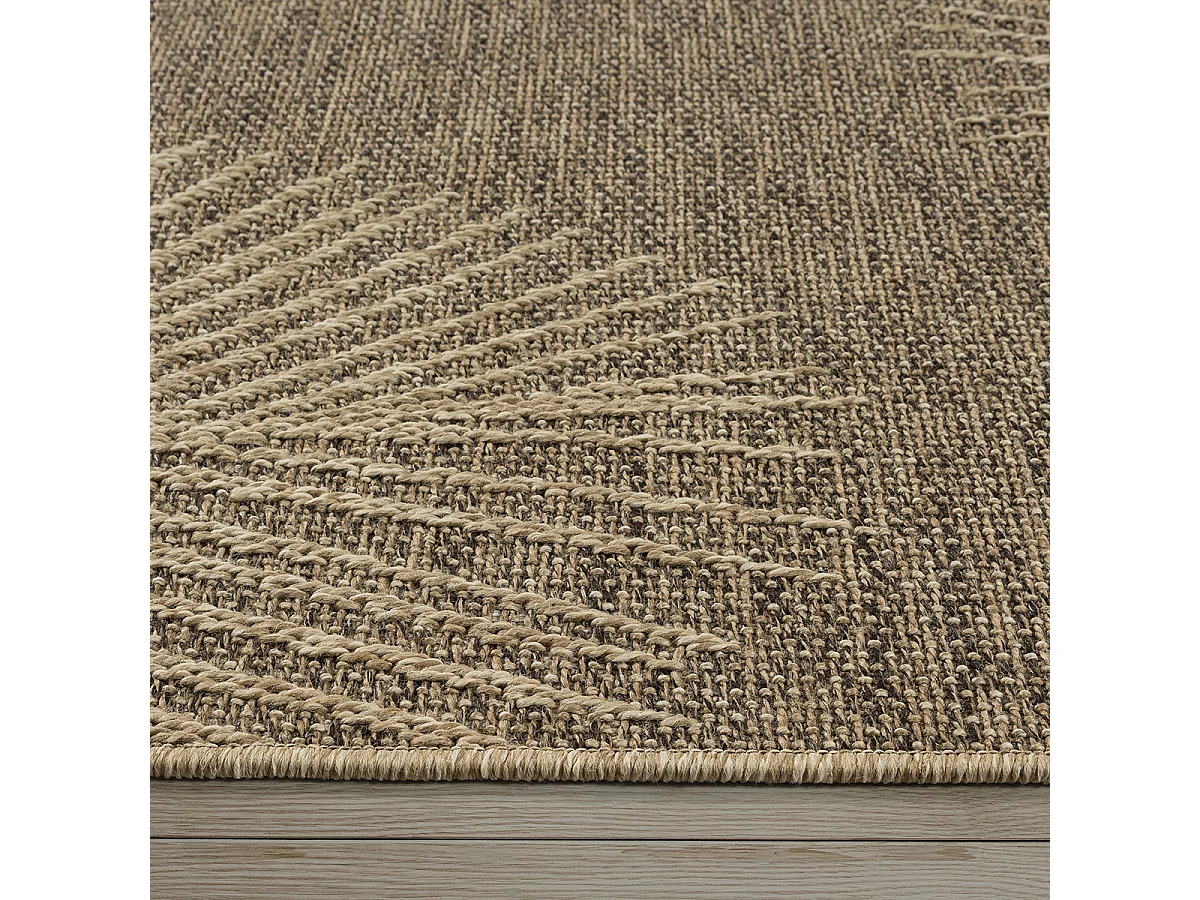 Tapis Kansas intérieur extérieur jute optique palmier résistant intempéries terrasse - Nature - 140 x 200 cm