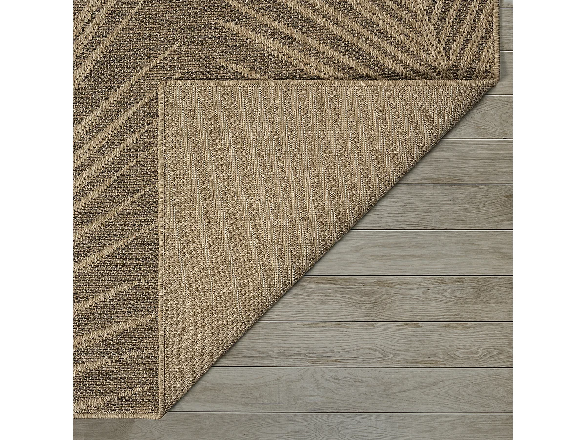 Tapis Kansas intérieur extérieur jute optique palmier résistant intempéries terrasse - Nature - 140 x 200 cm