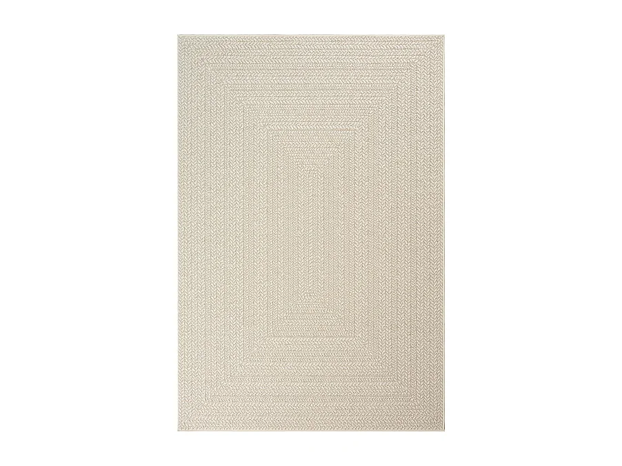 Tapis Kansas intérieur extérieur jute uni résistant intempéries terrasse - Crème - 60 x 180 cm