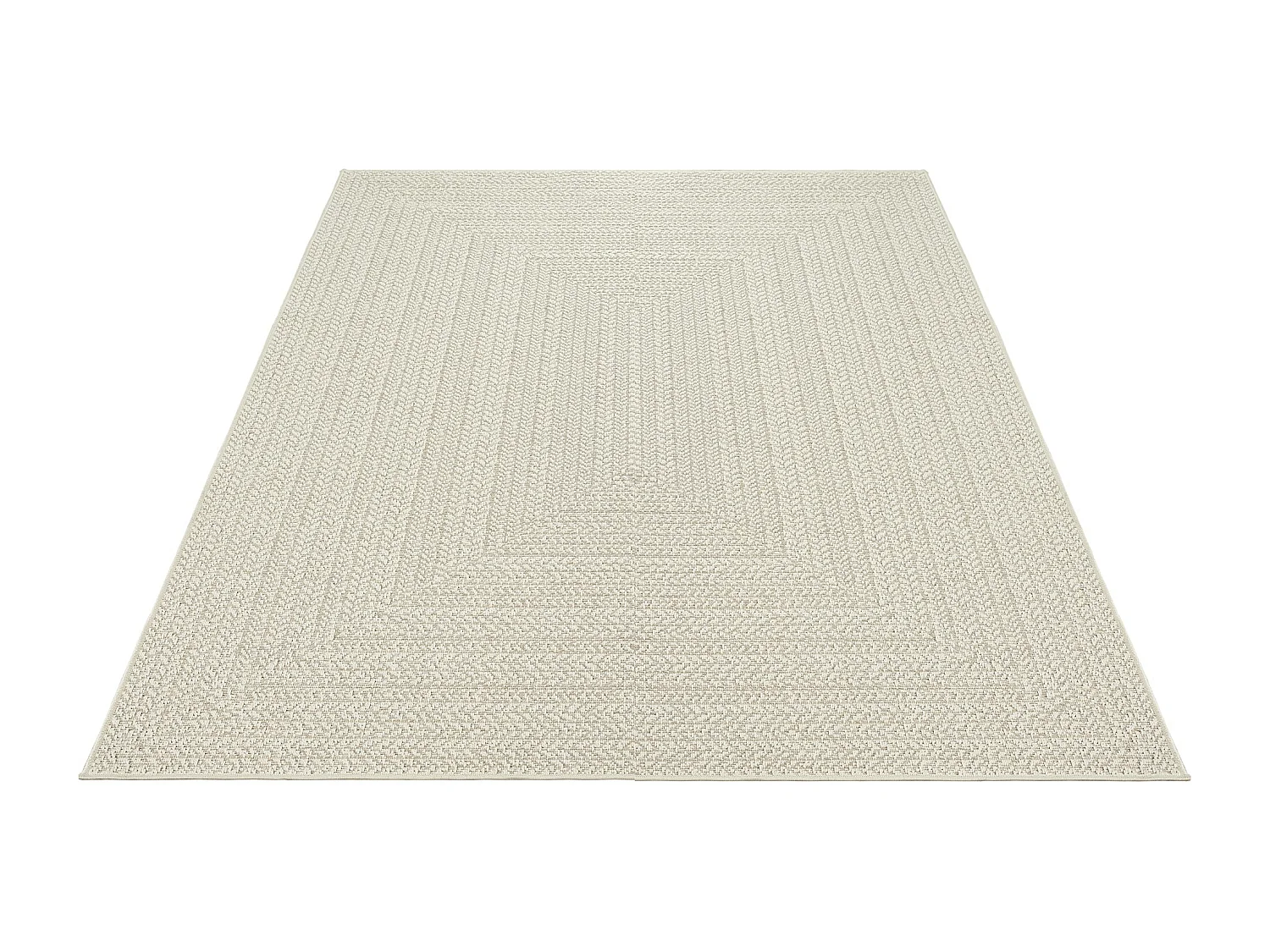 Tapis Kansas intérieur extérieur jute uni résistant intempéries terrasse - Crème - 60 x 180 cm