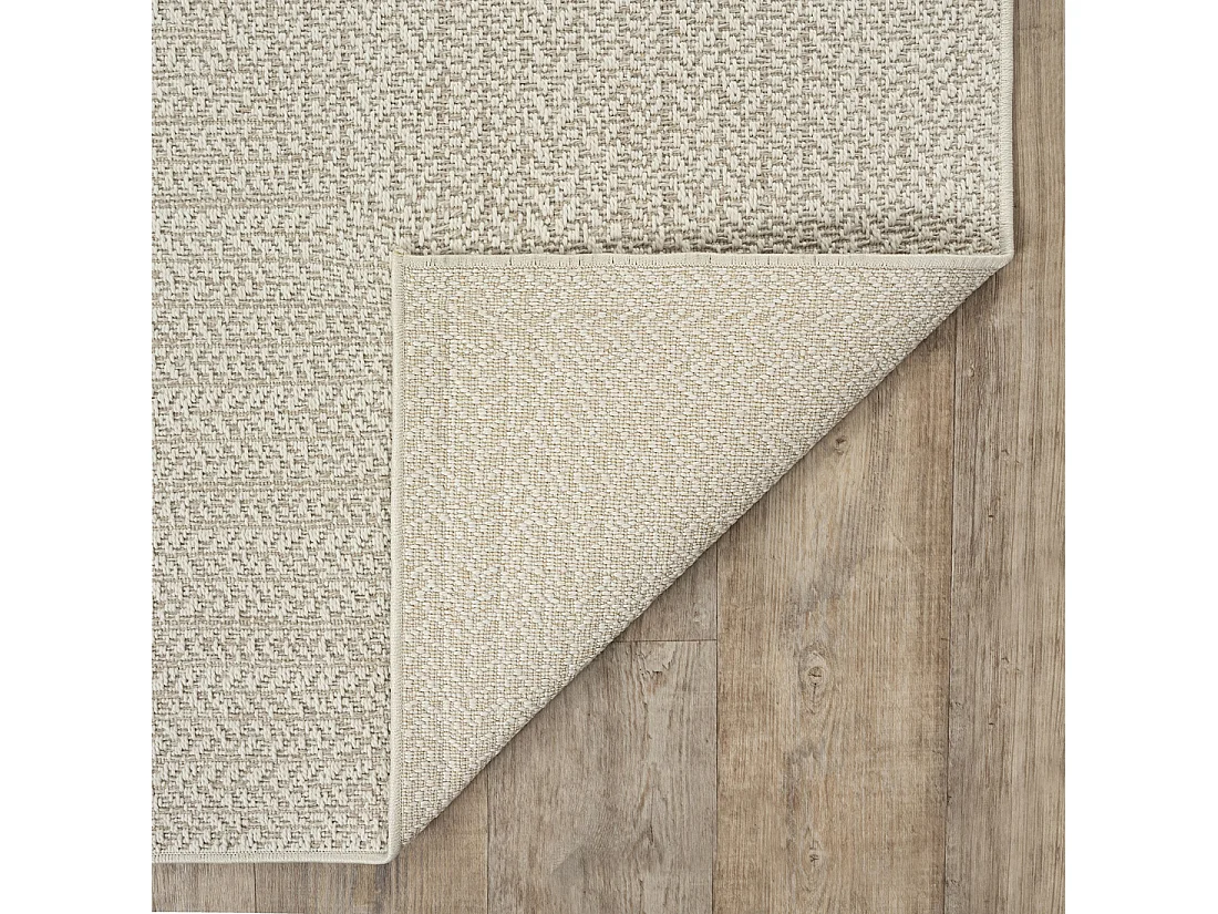 Tapis Kansas intérieur extérieur jute uni résistant intempéries terrasse - Crème - 60 x 180 cm
