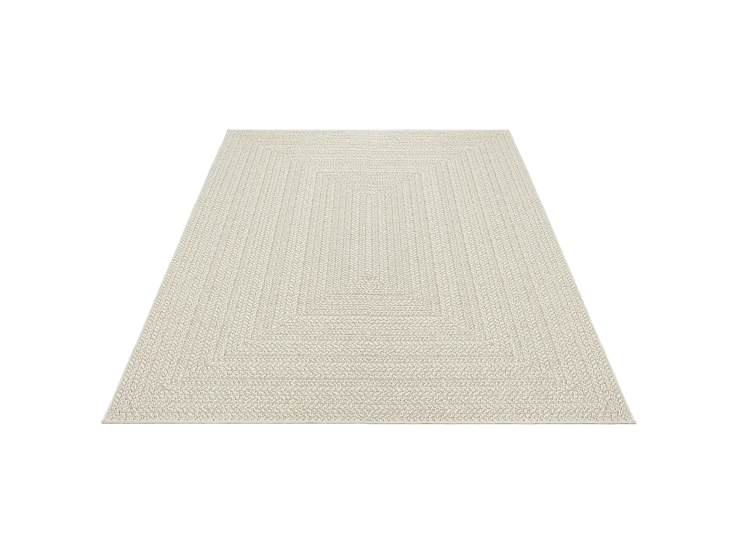 Tapis Kansas intérieur extérieur jute optique uni résistant intempéries terrasse - Crème - 60 x 180 cm