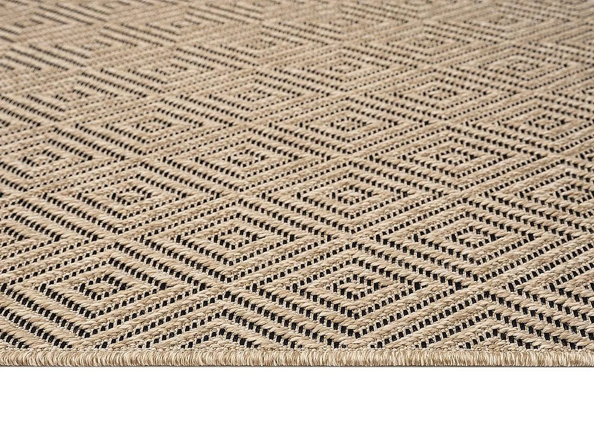 Tapis Kansas intérieur extérieur jute diamant résistant intempéries terrasse - Nature - 240 x 340 cm
