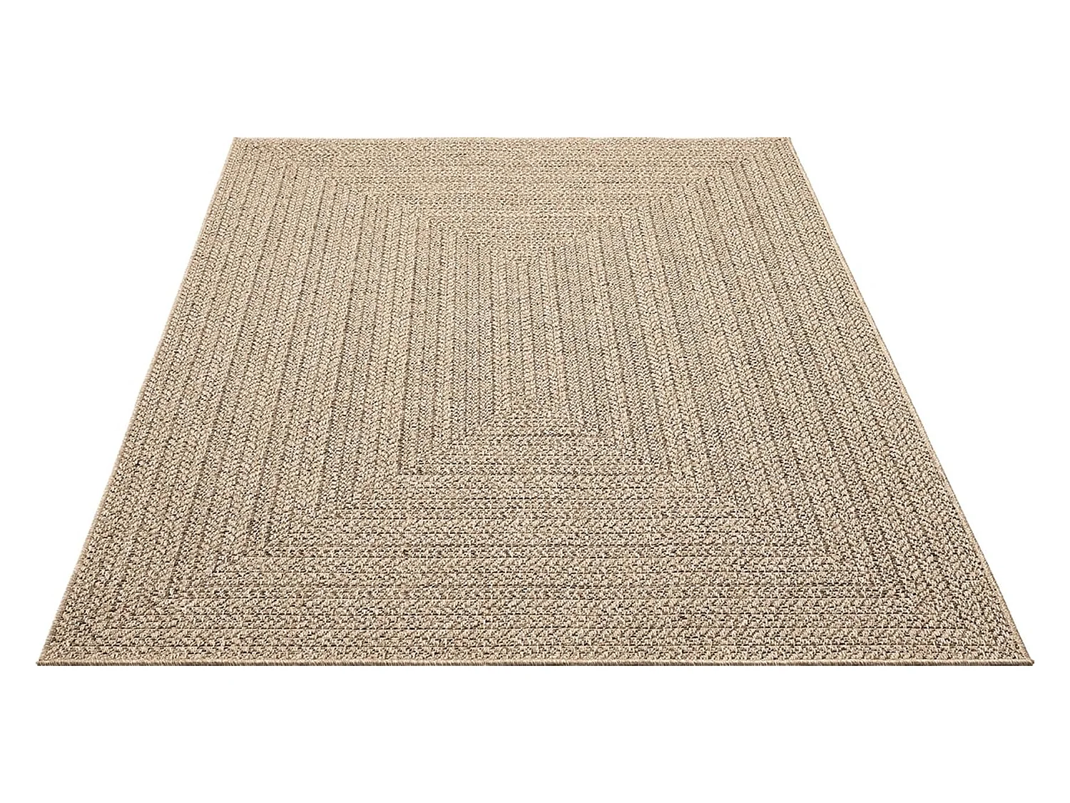 Tapis Kansas intérieur extérieur jute uni résistant intempéries terrasse - Nature - 160 x 230 cm