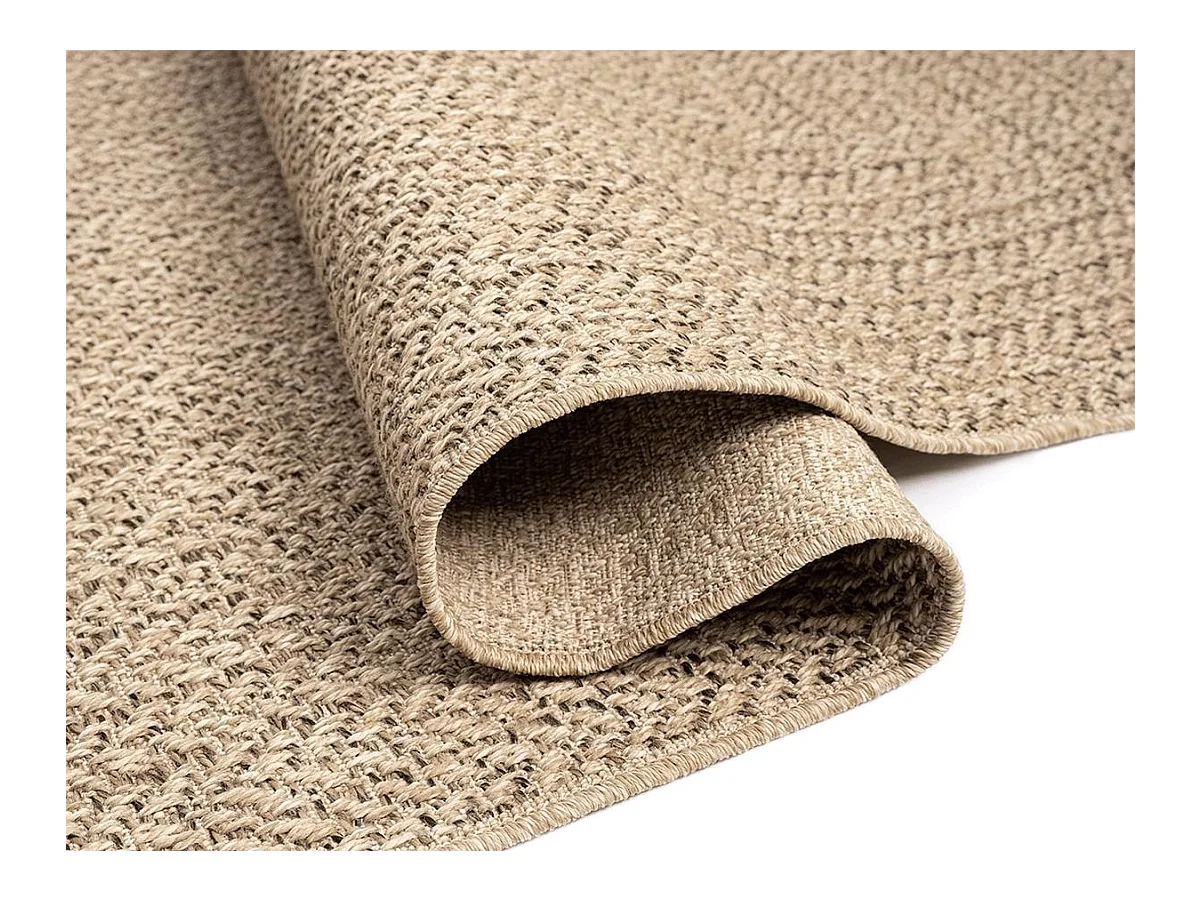 Tapis Kansas intérieur extérieur jute uni résistant intempéries terrasse - Nature - 160 x 230 cm