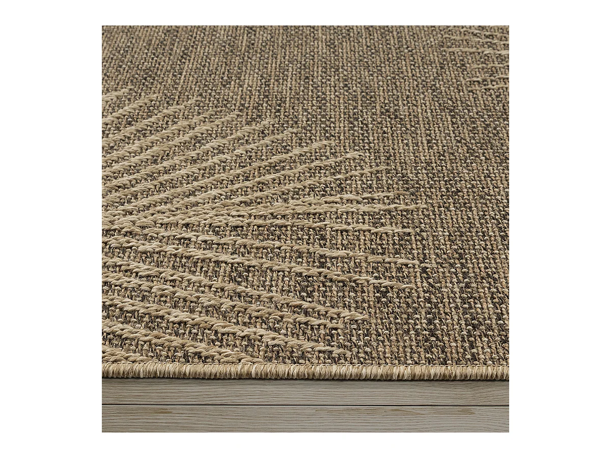 Tapis Kansas intérieur extérieur jute palmier résistant intempéries terrasse - Nature - 120 x 170 cm
