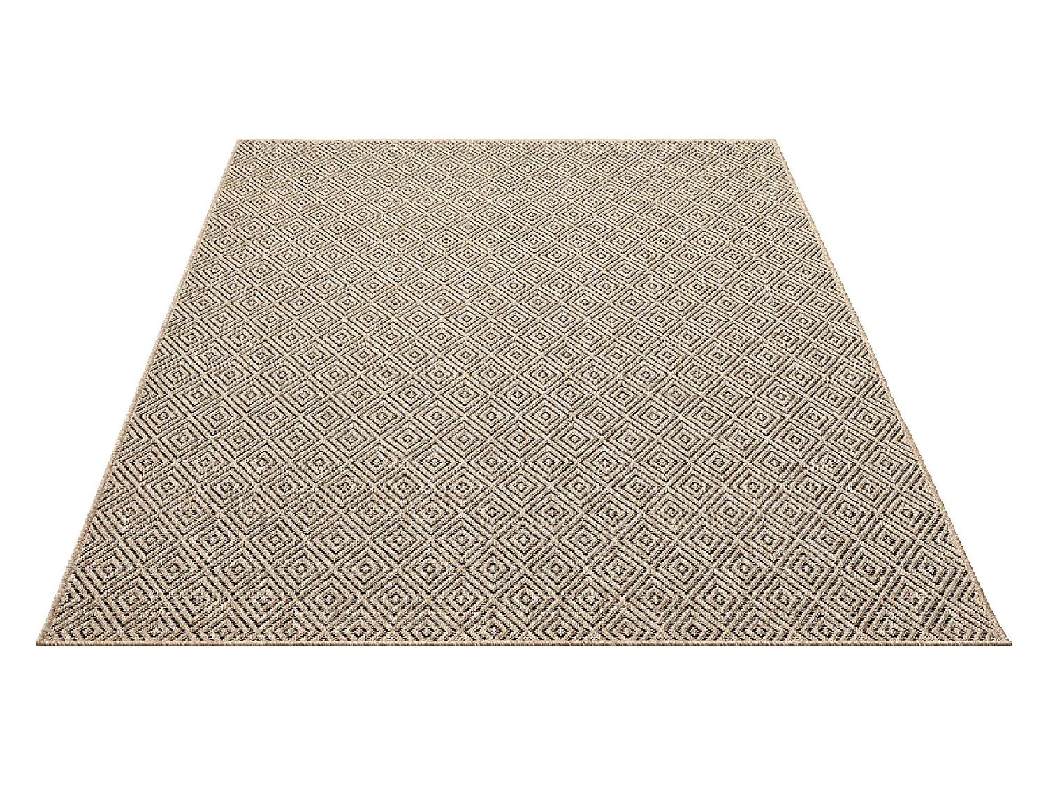 Tapis Kansas intérieur extérieur jute diamant résistant intempéries terrasse - Nature - 200 x 290 cm