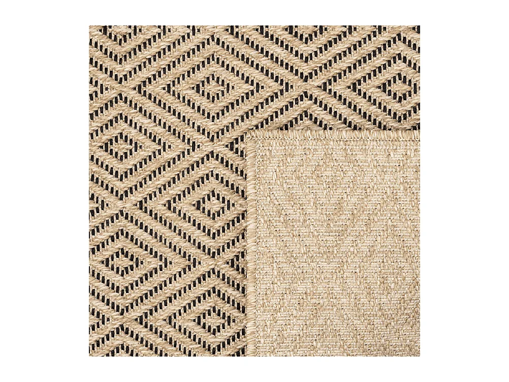 Tapis Kansas intérieur extérieur jute diamant résistant intempéries terrasse - Nature - 200 x 290 cm