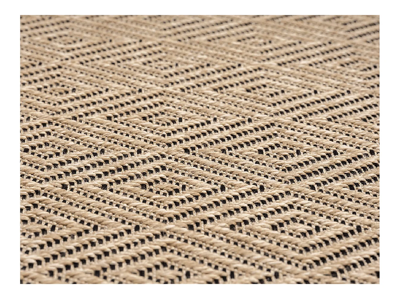 Tapis Kansas intérieur extérieur jute diamant résistant intempéries terrasse - Nature - 200 x 290 cm