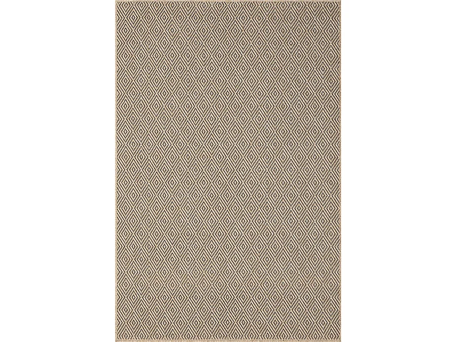 Tapis Kansas intérieur extérieur jute diamant résistant intempéries terrasse - Nature - 200 x 290 cm