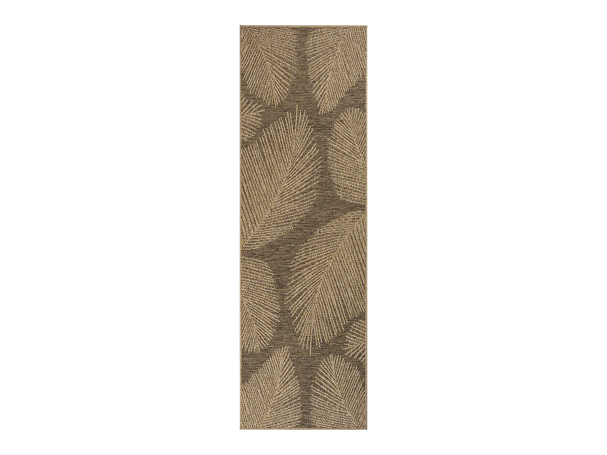 Tapis Kansas intérieur extérieur jute palmier résistant intempéries terrasse - Nature - 80 x 250 cm
