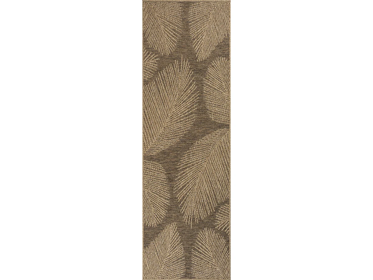 Tapis Kansas intérieur extérieur jute optique palmier résistant intempéries terrasse - Nature - 80 x 250 cm