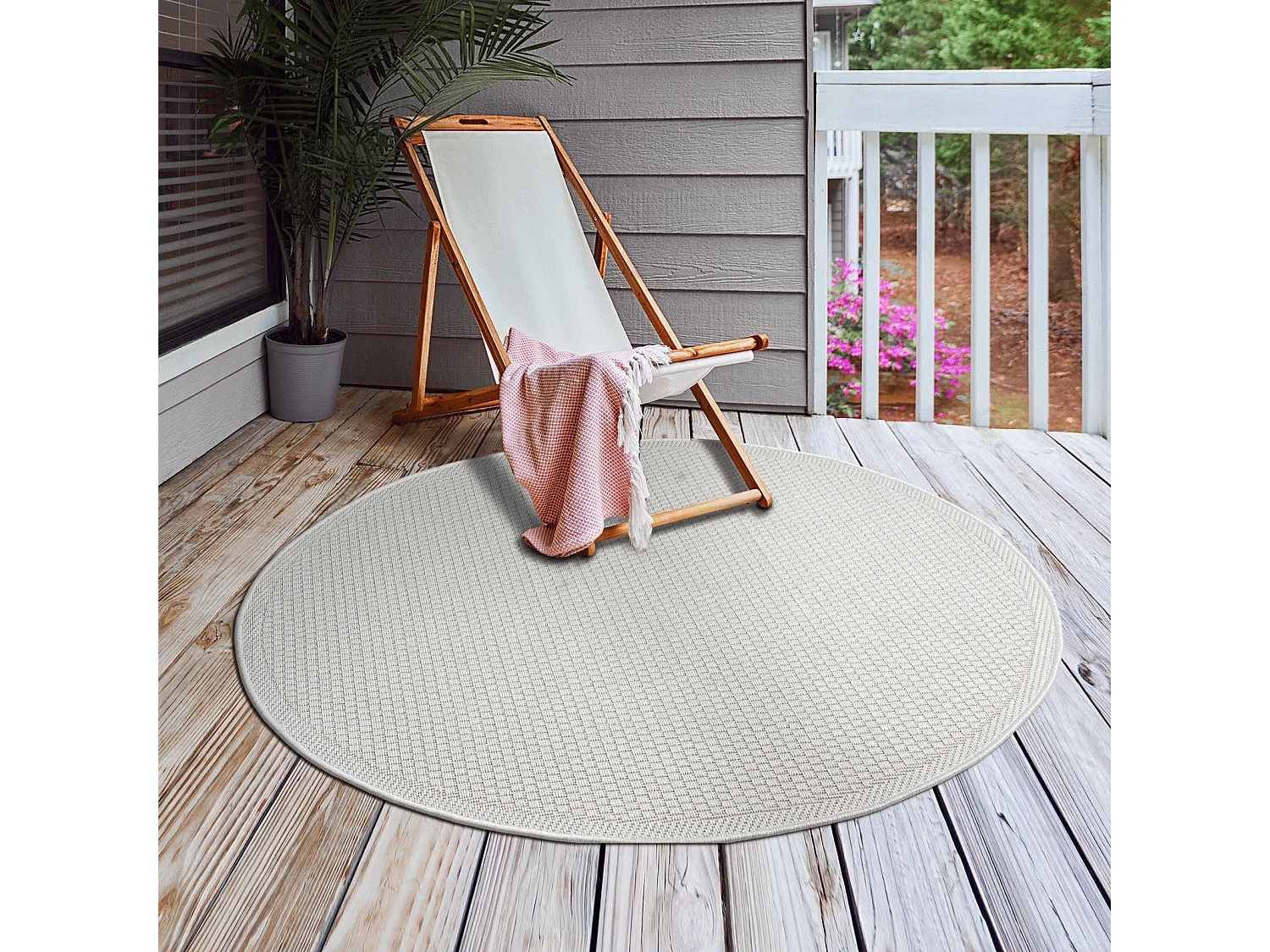 Tapete Exterior Toulouse, Uni, Creme, 120 cm, Redondo