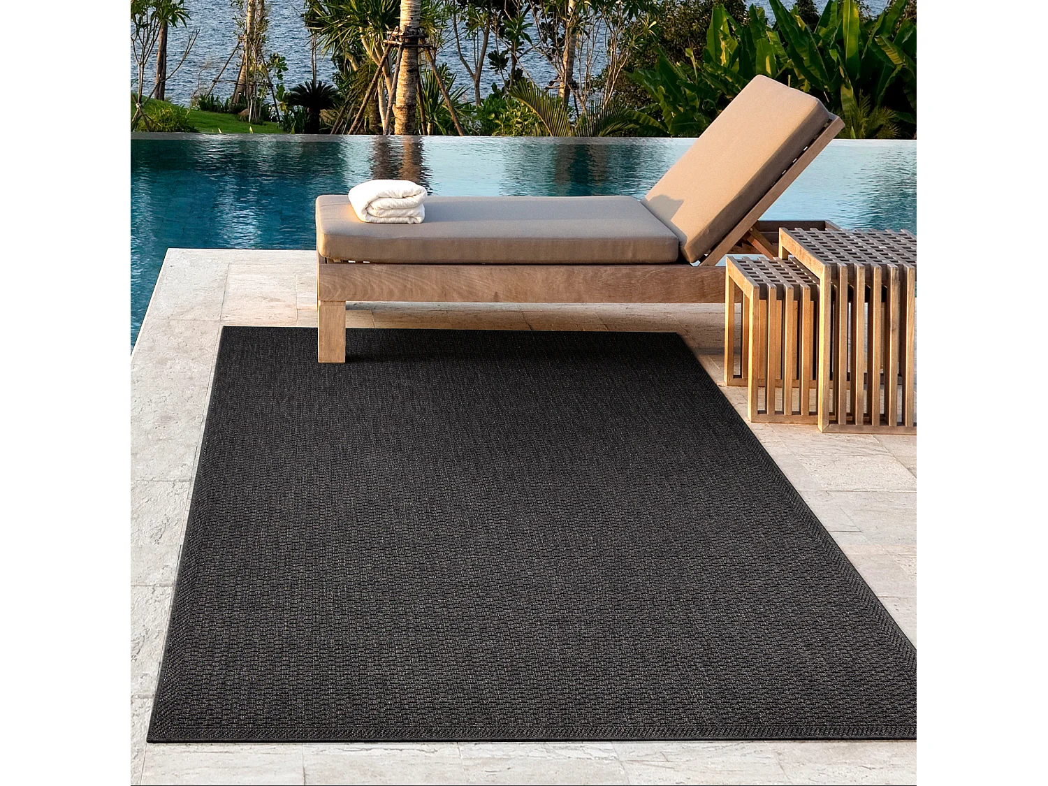 Tapis Toulouse d'extérieur uni, Anthracite, 200 x 280 cm