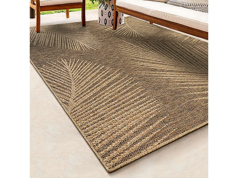 Tapis Kansas intérieur extérieur jute palmier résistant intempéries terrasse - Nature - 240 x 340 cm