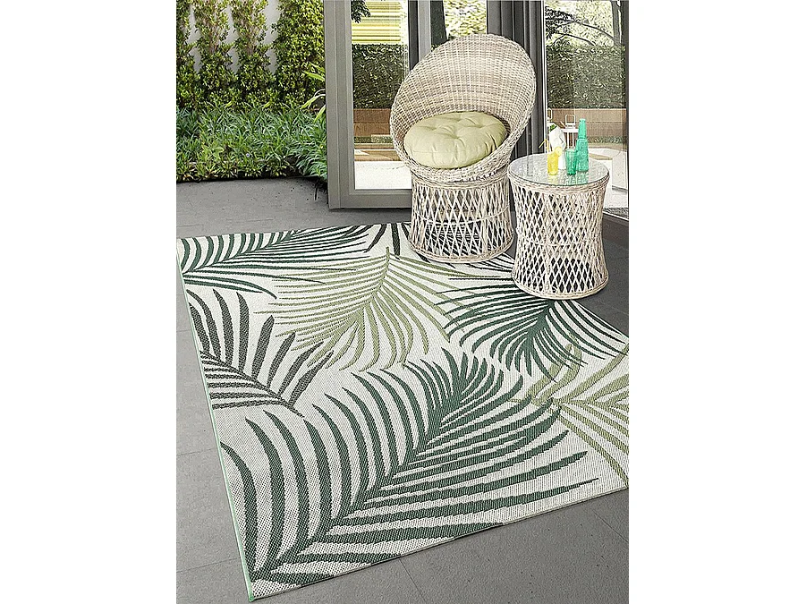Tapis Machka d'extérieur palmier, Vert, 120 x 170 cm