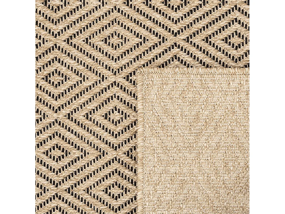 Tapis Kansas intérieur extérieur jute diamant résistant intempéries terrasse - Nature - 160 x 230 cm