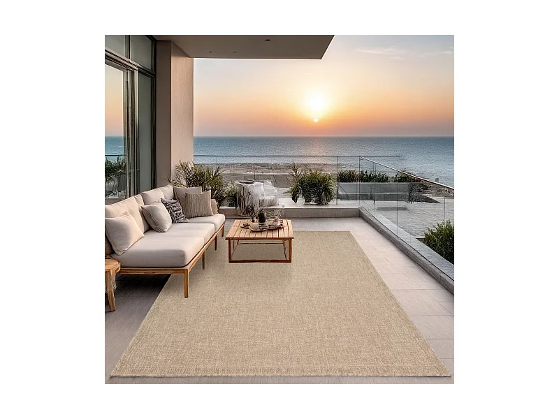 Teppich Kansas Outdoor Indoor Jute Optik Basic Wetterfest - Natur - 60 x 90 cm