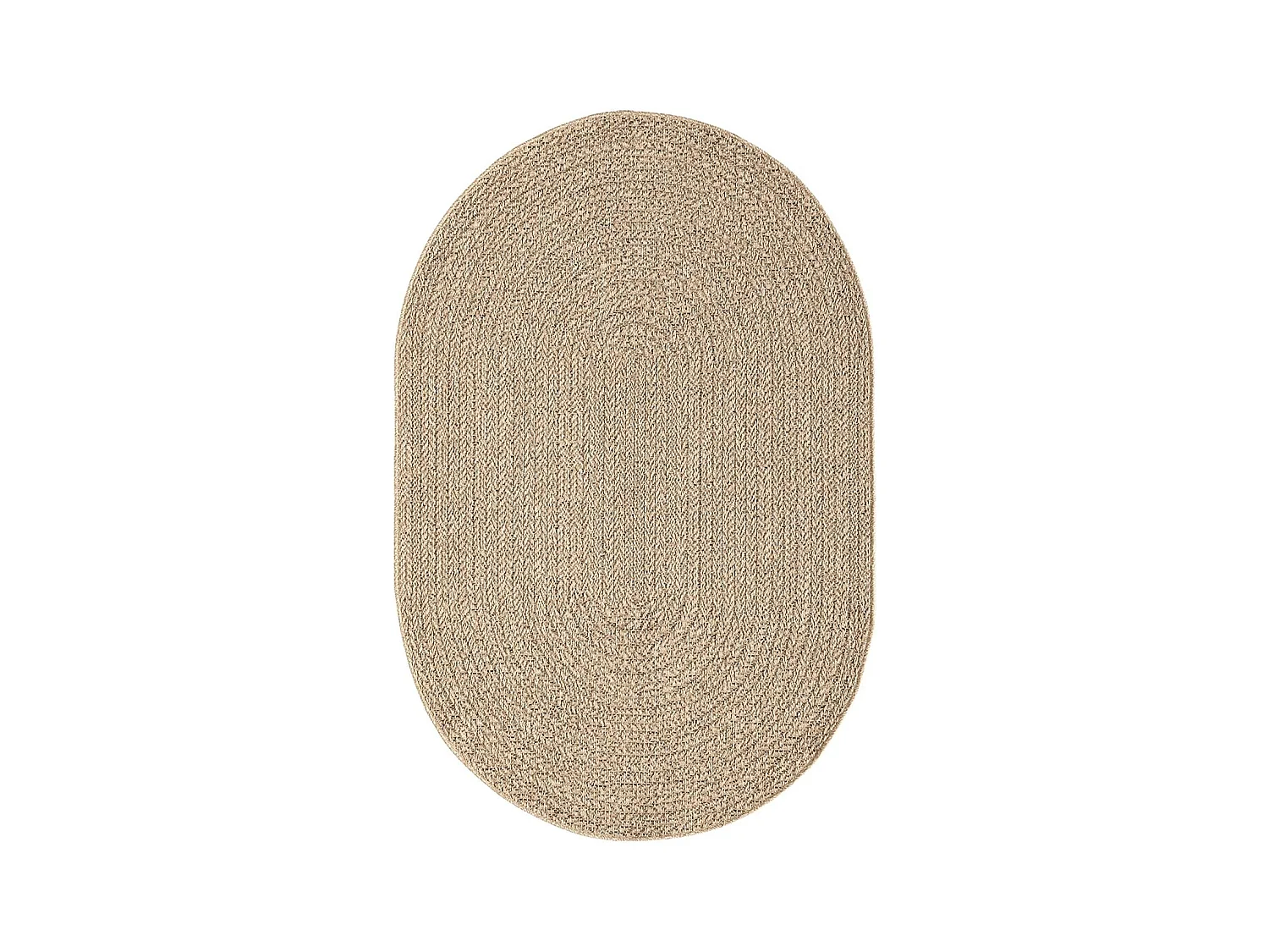 Tapis Kansas intérieur extérieur jute uni résistant intempéries terrasse - Nature - 140 x 200, Ovale