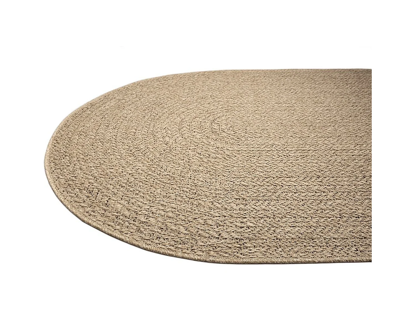 Tapis Kansas intérieur extérieur jute uni résistant intempéries terrasse - Nature - 140 x 200, Ovale