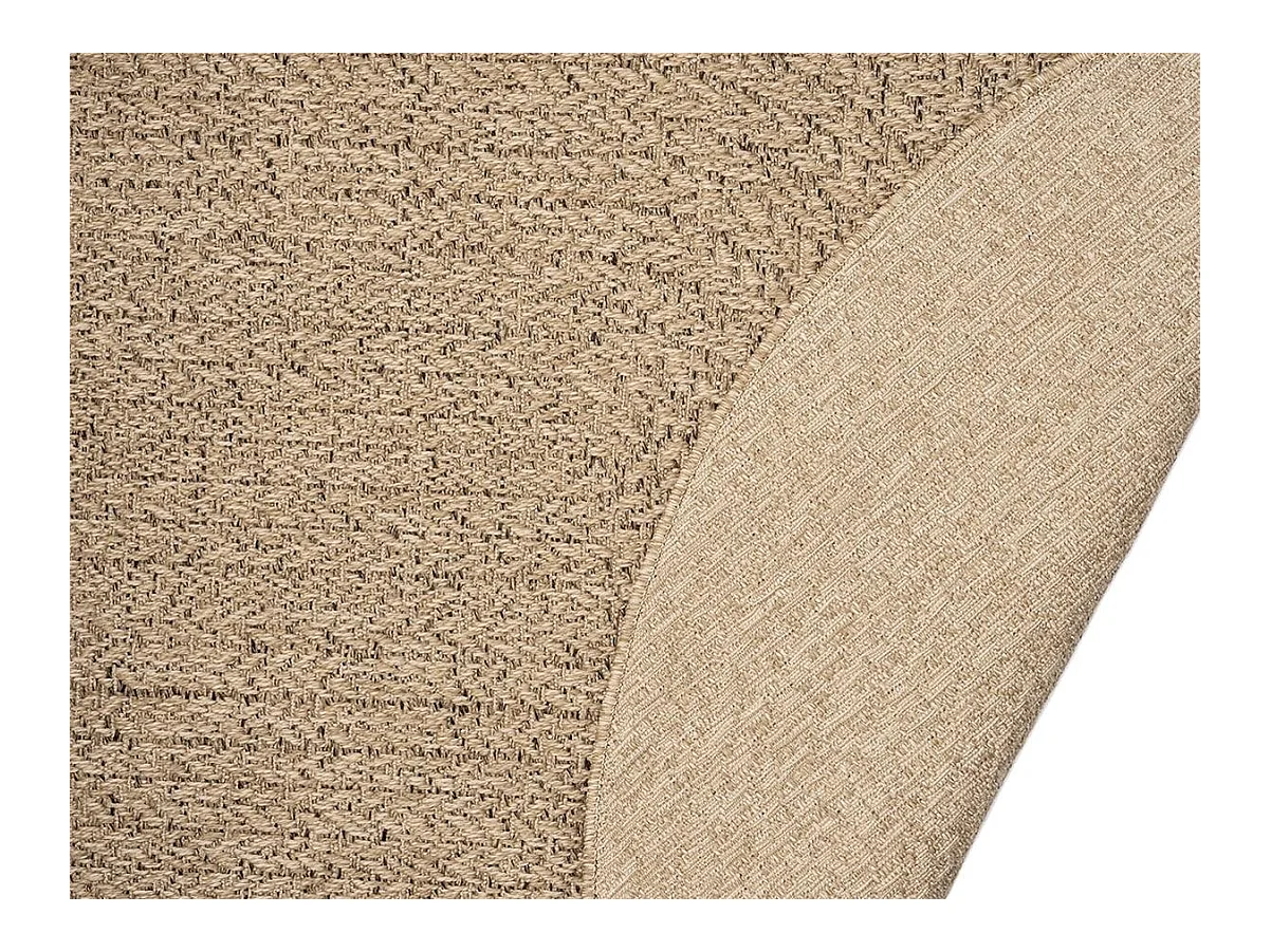 Tapis Kansas intérieur extérieur jute uni résistant intempéries terrasse - Nature - 140 x 200, Ovale