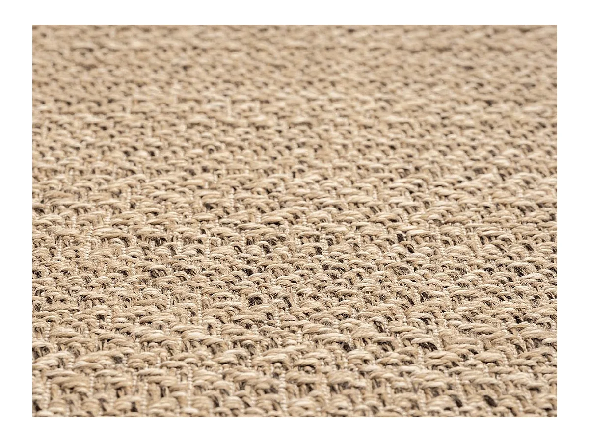 Tapis Kansas intérieur extérieur jute uni résistant intempéries terrasse - Nature - 140 x 200, Ovale