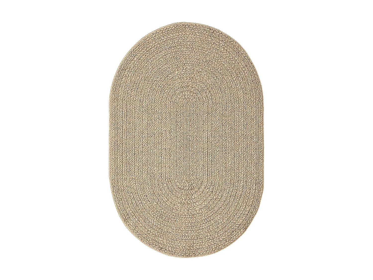 Tapis Kansas intérieur extérieur jute uni résistant intempéries terrasse - Nature - 140 x 200, Ovale