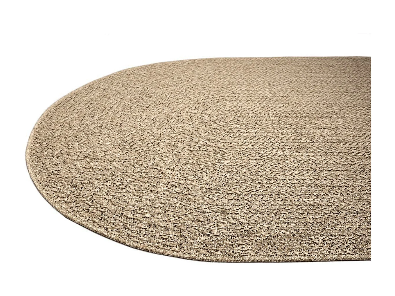 Tapis Kansas intérieur extérieur jute uni résistant intempéries terrasse - Nature - 140 x 200, Ovale