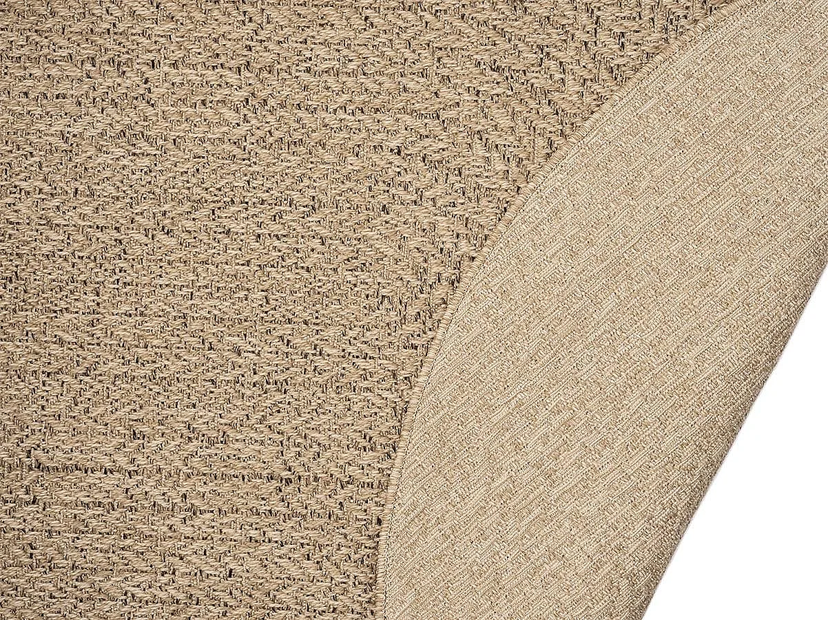 Tapis Kansas intérieur extérieur jute uni résistant intempéries terrasse - Nature - 140 x 200, Ovale