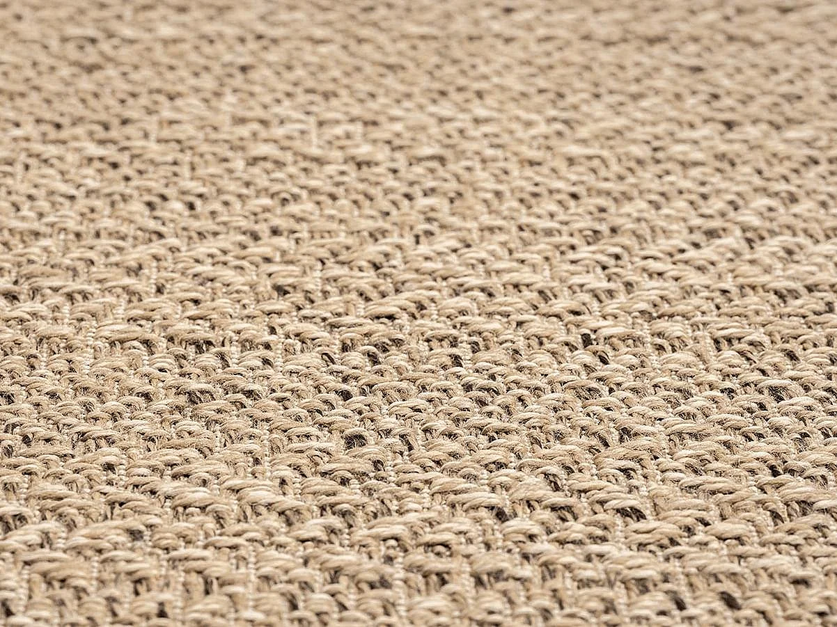 Tapis Kansas intérieur extérieur jute uni résistant intempéries terrasse - Nature - 140 x 200, Ovale