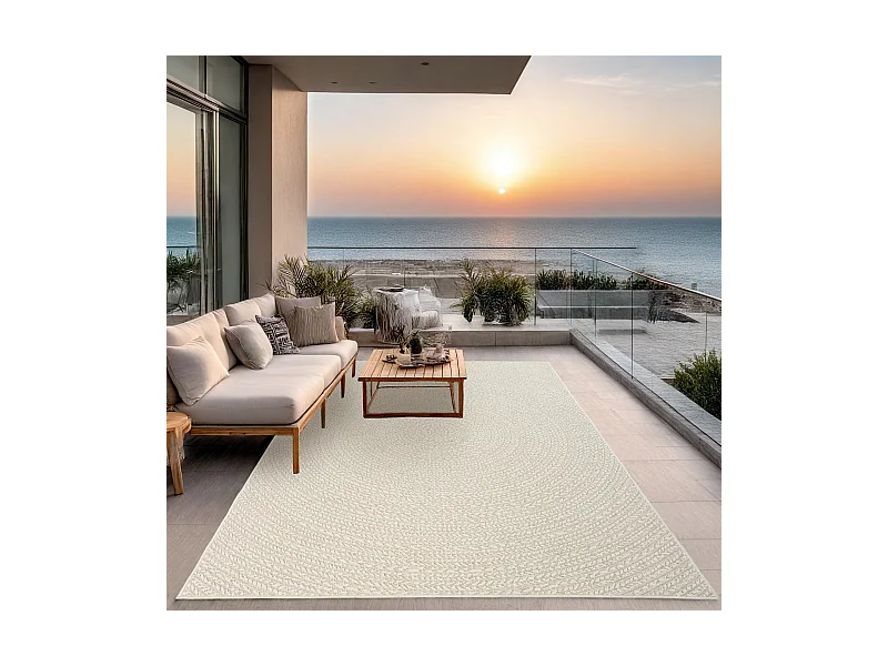 Teppich Kansas Outdoor Indoor Jute Optik Wetterfest - Cream - 60 x 180 cm