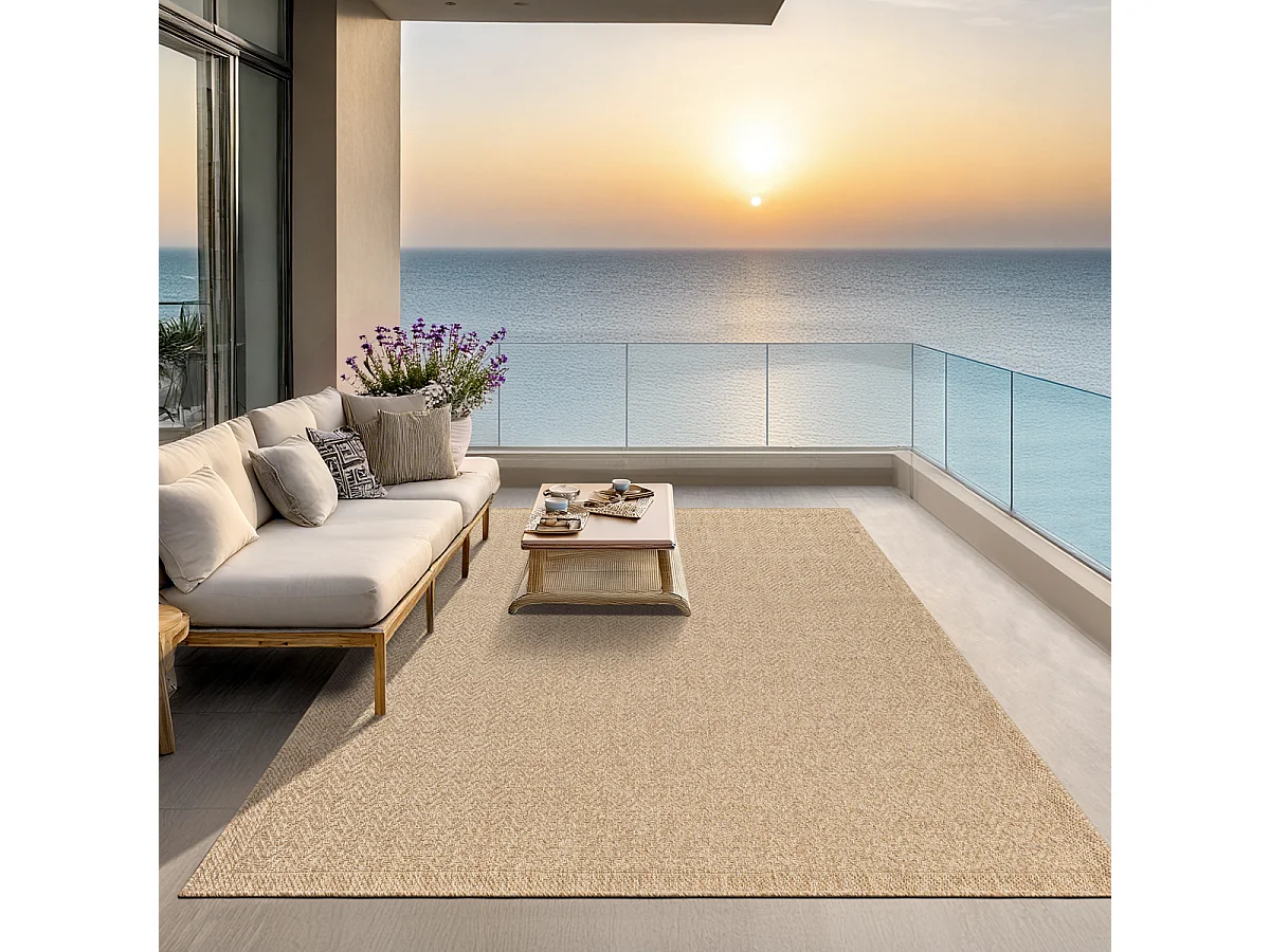 Tapis Kansas intérieur extérieur jute optique optique résistant intempéries terrasse - Nature - 160 x 230 cm